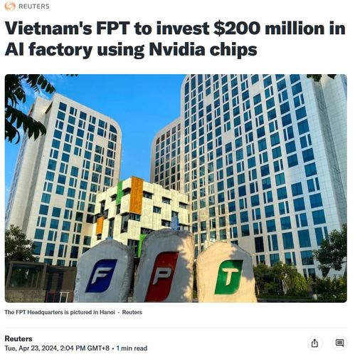 英偉達與越南科技巨頭fpt達成合作,將投資2億美元共建ai工廠