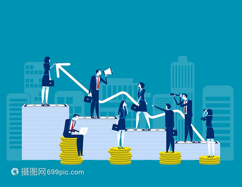 制圖設計矢量投資管理職業增長以取得成功